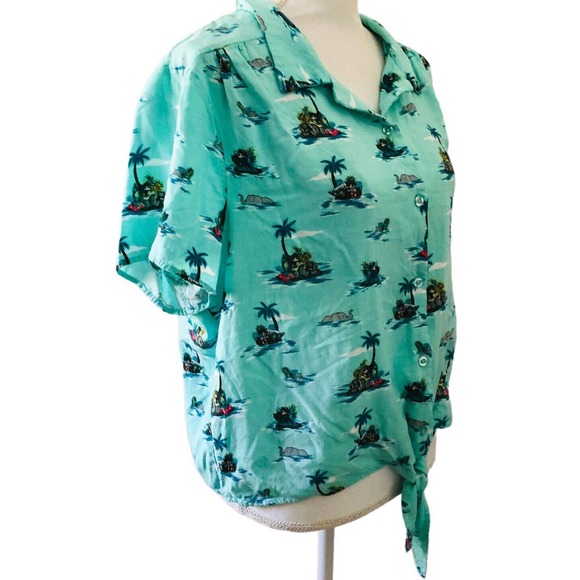 Disney Mickey Mouse PLUTO Donald Duck Island Safari Tie Shirt 3XL Her Universe - Picture 8 of 12